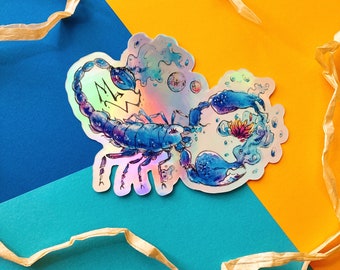 Scorpio Sticker Set, holographic Vinyl - Horoscope, Zodiac, Star Signs - Rainbow effect - Water Sign, The Scorpion - Set of three