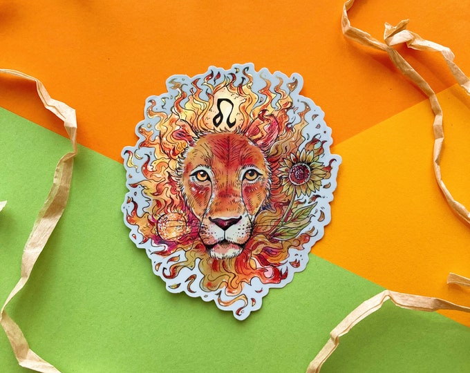 Leo Sticker Set, holographic Vinyl - Horoscope, Zodiac, Star Signs - Rainbow effect - Element Fire, The Lion - Set of three