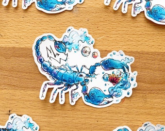 Adesivo Scorpione, vinile opaco - Oroscopo, Zodiaco, Segno zodiacale - Regalo di compleanno - Elemento Acqua, Lo Scorpione