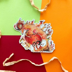 Set di adesivi Ariete, Vinile olografico - Oroscopo, Zodiaco, Segni Stellari - Effetto Arcobaleno - Elemento Fuoco, L'Ariete - Set di tre