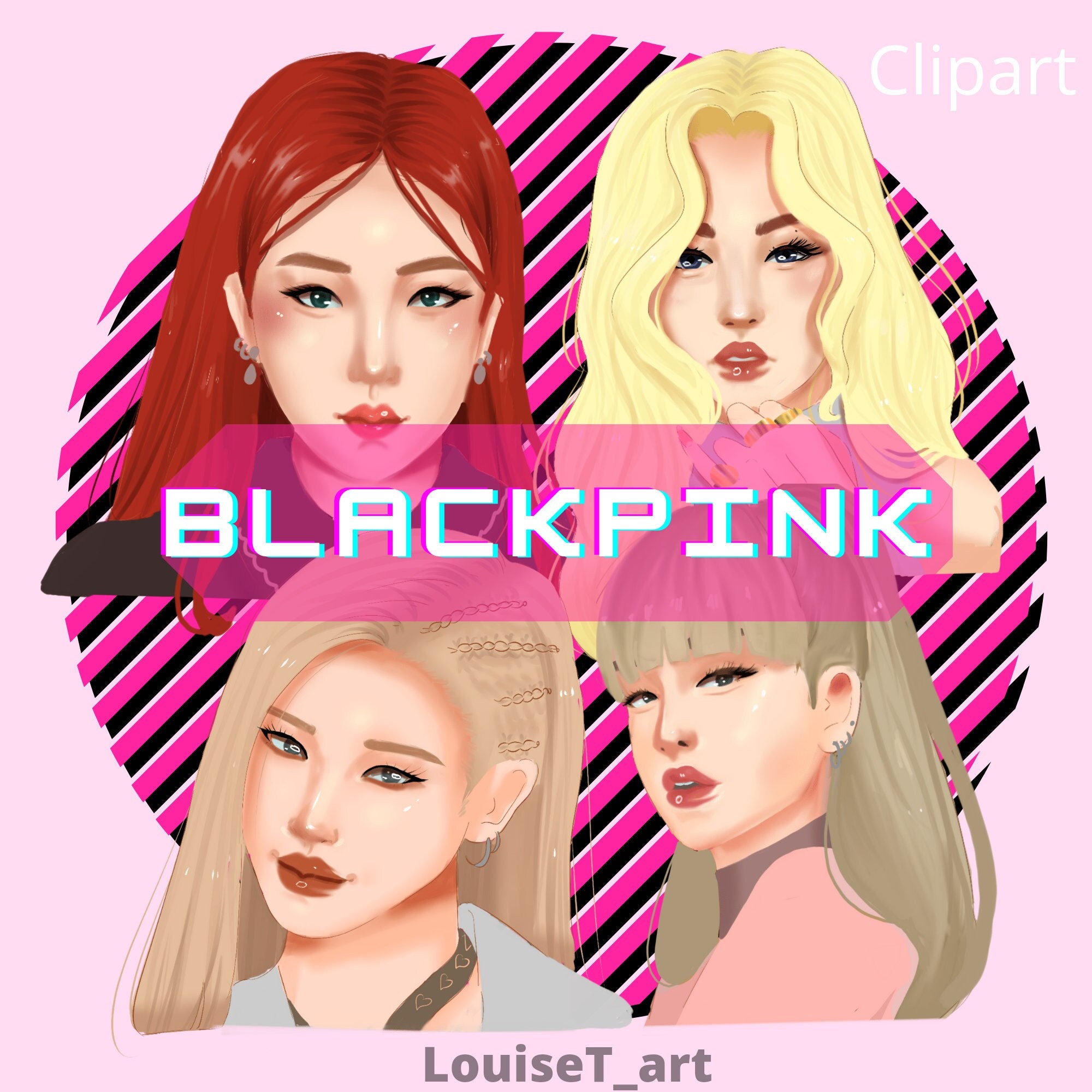 Black Pink Clipart Blackpink Kpop Craft Pin Girlsgroup - Etsy Canada