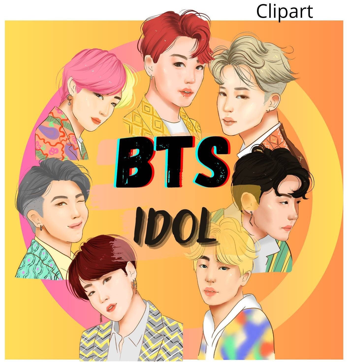 BTS Clipart Clipart Bangtan Kpop Printable Jungkook V Taehyung Jimin