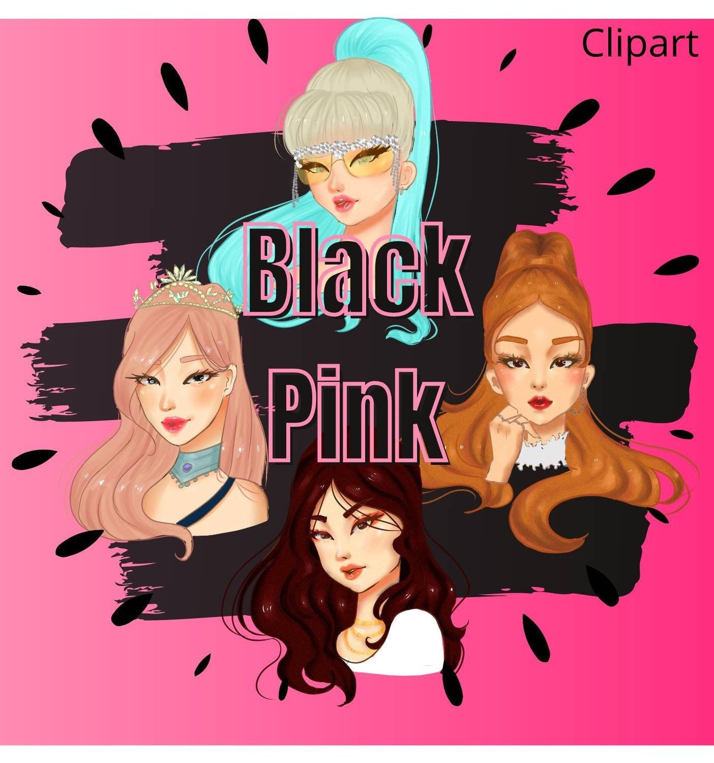 blackpink clip art blackpink black pink kpop print etsy