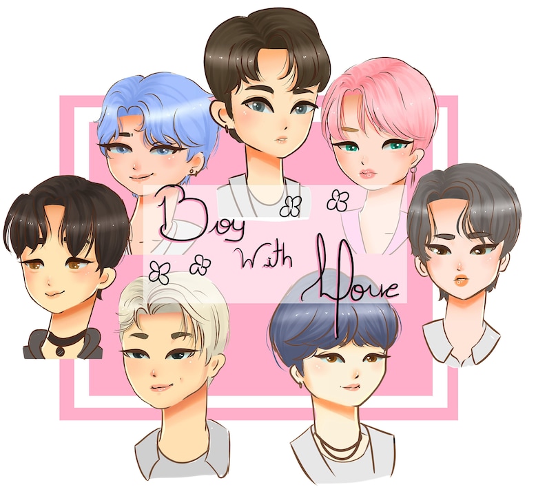 BTS clip art bts clipart chibi clip art Boy with luv Etsy