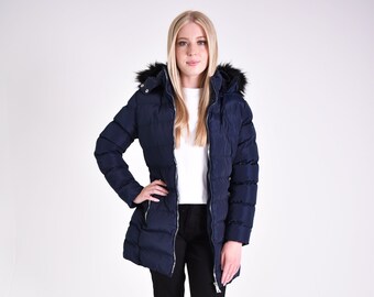 Manteau matelassé d'hiver anthracite pour femmes (NAVY-CFW21139)