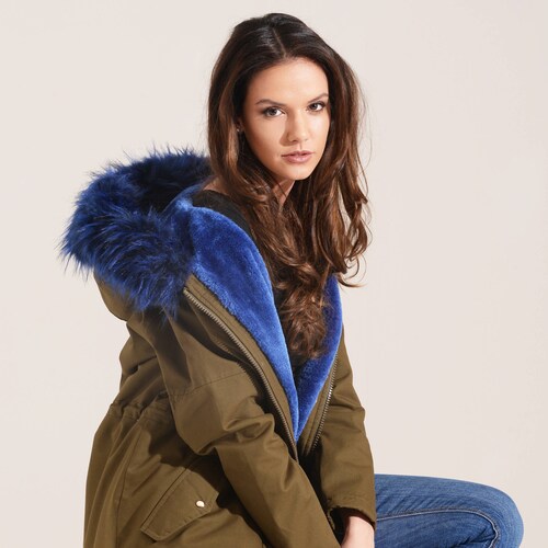 blue fur lined parka