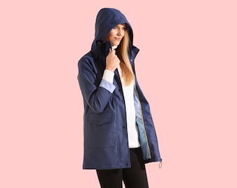 Charcoal Fashion Women Navy Premium Water Resistant PU Rubber Raincoat.Outdoor & festival. New UK 8 10 12 14 16 18 20 22 24 26 more colours