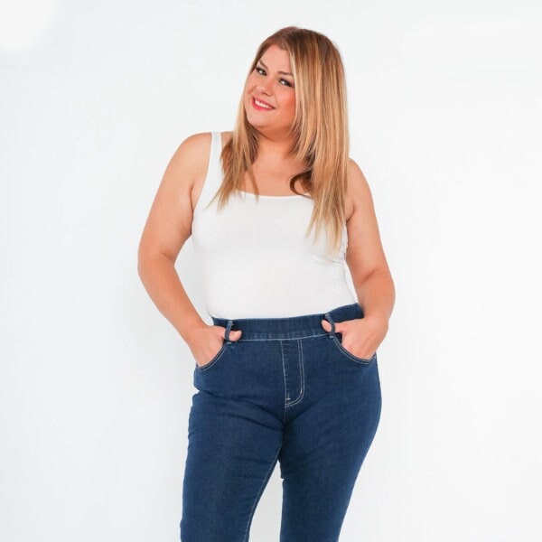 Curve Damen Blau Elastische Taille Pull-On Stretch Skinny Jeans.Neu, Täglich Jean, 5 Taschen, Plus Sizes, UK 10 12 14 16 18 20 22