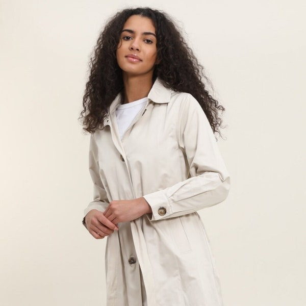 Trench long classique beige à capuche surdimensionné pour femmes / MAC et capuche. Nouveau, Décontracté, Élégant, Résistant à l'eau, Royaume-Uni S M L XL