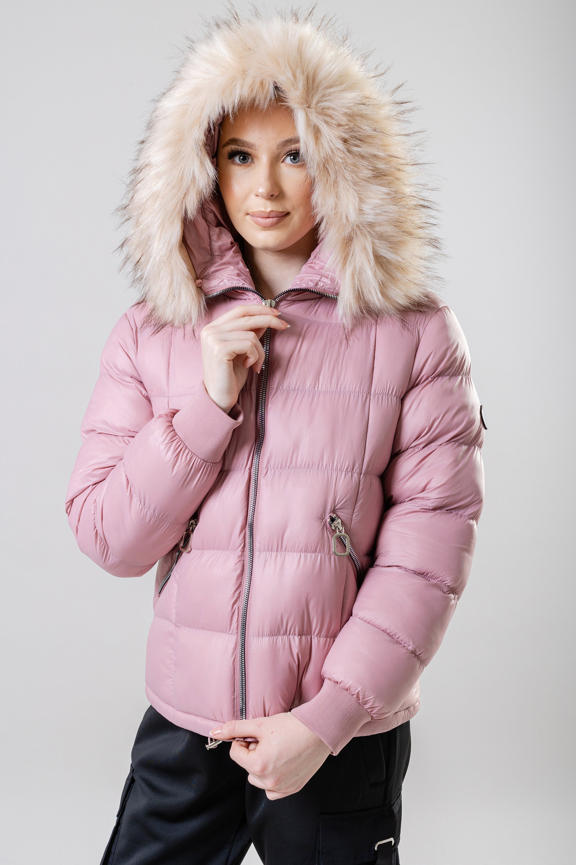 Womens bubble coat with fur cheap hood