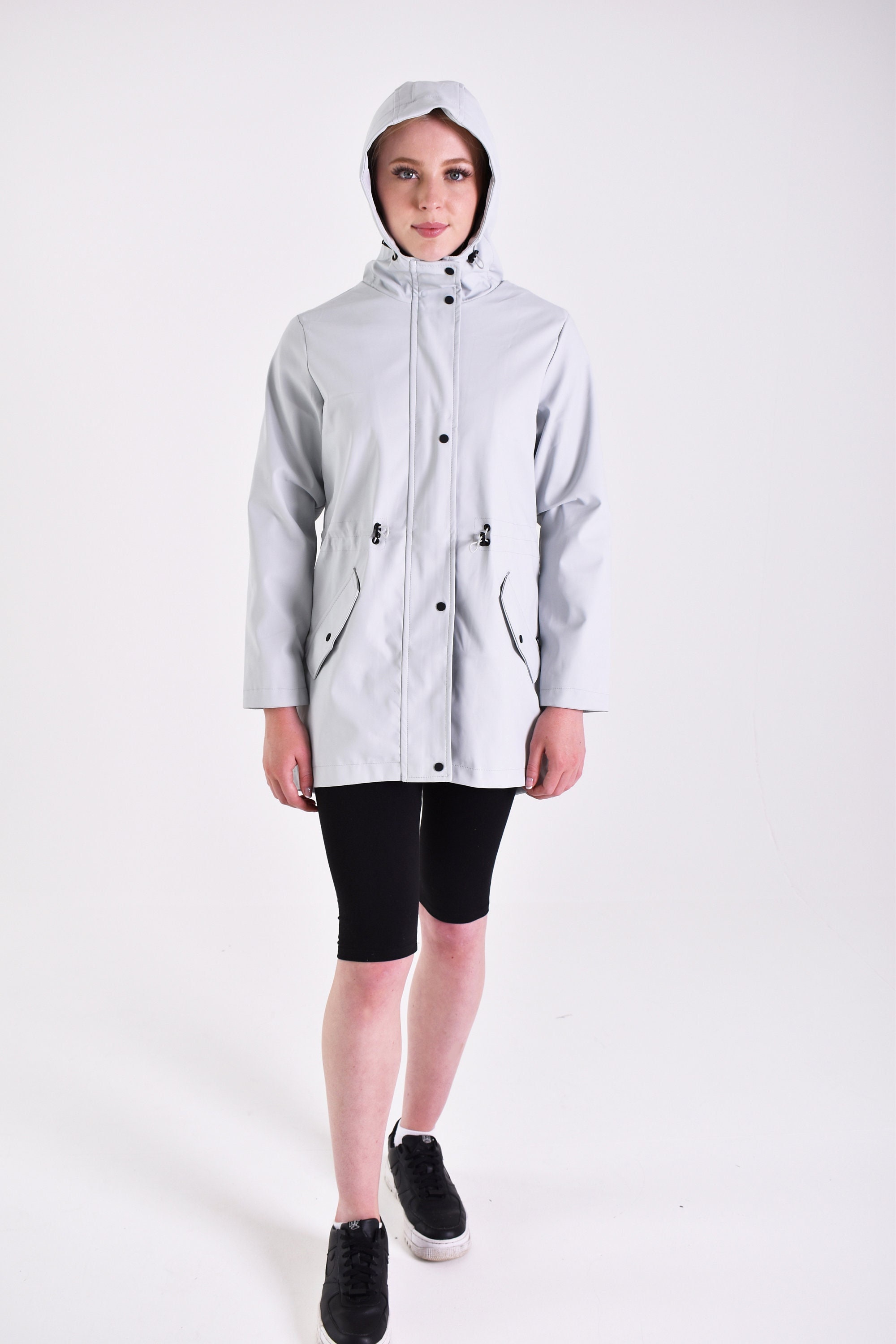 grey rubber raincoat