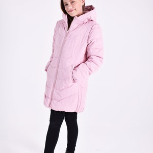 Anthrazit Mode Mädchen Zick-Zack Midi Länge Winter Mantel GJW05-DP Pink