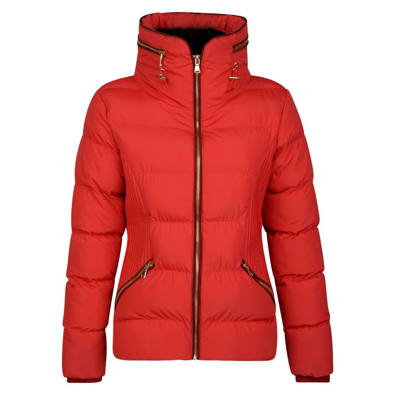 ladies red puffa jackets