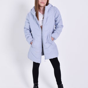 Anthrazit Mode Mädchen Zick-Zack Midi Länge Winter Mantel GJW05-DP Light Blue