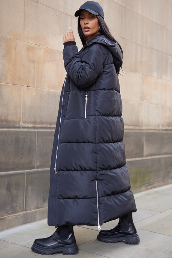 Oversized Quilted Coat - Dark gray - Ladies