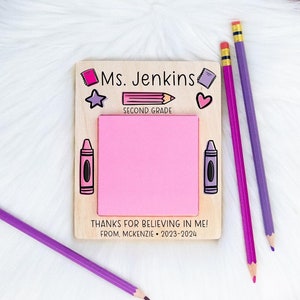 Teacher Sticky Note Holder, Teacher Appreciation Gift, Teacher Gift, Gift from Student, End of Year Teacher Gift, Sticky Note Pad Holder