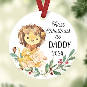 Lion First Christmas as Daddy Ornament, First Christmas As Daddy, New Family Ornament, New Baby Gift, Holiday Baby Ornament