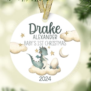 Dragon Baby First Christmas Ornament, Personalized Baby Christmas Ornament, Dragon Baby Boy Ornament, Holiday Baby Ornament B9