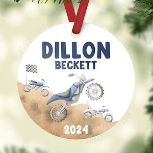 Dirt bike Baby First Christmas Ornament, Personalized Baby Christmas Ornament, Dirtbike Baby Ornament, Holiday Baby Ornament B48