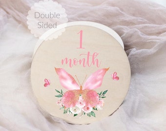 Butterfly Milestone Cards, Baby Milestone Butterfly Discs Marker, Wood Milestone Card, Baby Milestones, Photo Prop, Butterfly Nursery G5