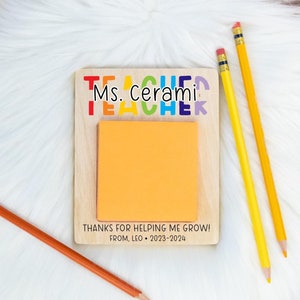 Teacher Sticky Note Holder, Teacher Appreciation Gift, Teacher Gift, Gift from Student, End of Year Teacher Gift, Sticky Note Pad Holder