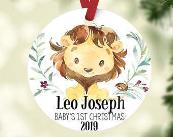 Baby/'s First Christmas Ornament Baby/'s 1st Christmas Ornament Baby Lion Birth Stats Ornament Personalized Ornament