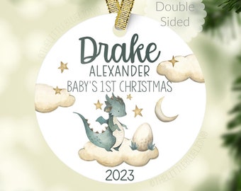 Dragon Baby First Christmas Ornament, Personalized Baby Christmas Ornament, Dragon Baby Boy Ornament, Holiday Baby Ornament B9