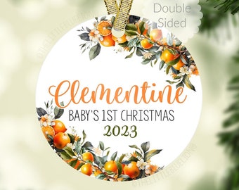 Oranges Baby 1st Christmas Ornament, Personalized Baby First Christmas Ornament, Clementine Ornament, New Baby Gift, Baby Ornament G65