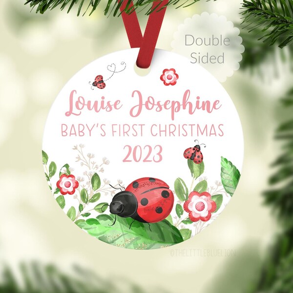 Lady bug Baby 1st Christmas Ornament, Personalized Baby First Christmas Ornament, Baby Girl Ornament, Ladybug Holiday Baby Ornament G50