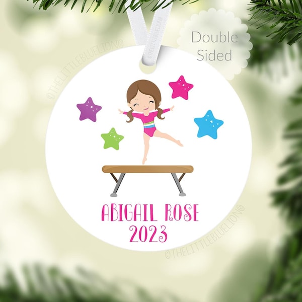 Gymnastics Ornament, Girl Gymnast, Personalized Tumbling Holiday Ornament, Stocking Stuffer Gymnast Ornament, Holiday Ornament, Gymnast Gift