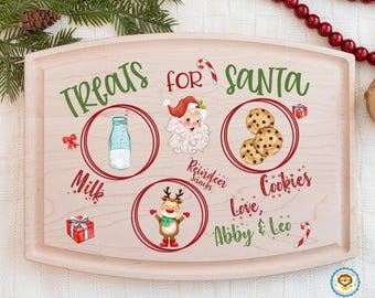 Wooden Santa Milk and Cookie Tray, Personalized Santa Cookie Tray, Christmas Eve Treat Tray, Santa Treat Tray, Santa Cookies and Milk Tray