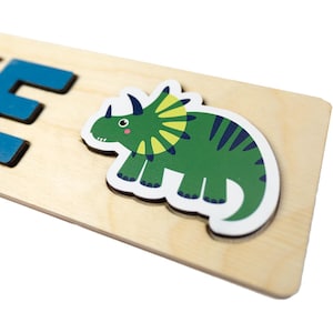 Dinosaur Name Puzzle, Wood Name Puzzle, Personalized Toddler Puzzle, First Birthday Gift, Wooden Puzzle, Educational Name Puzzle