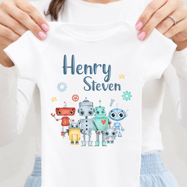 Robot Baby Bodysuit, Robot Baby Outfit, Baby Shower Gift, Pregnancy Reveal Baby Shirt, Baby One Piece, Robots Baby One Piece B18