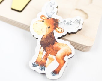 Moose Name Puzzle, Wood Name Puzzle, Personalized Toddler Puzzle, First Birthday Gift, Wooden Puzzle, Educational Name Puzzle