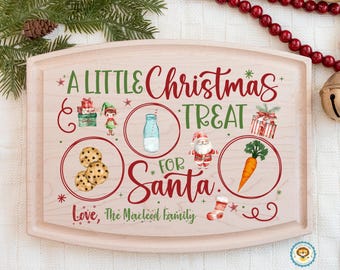 Wooden Santa Milk and Cookie Tray, Personalized Santa Cookie Tray, Christmas Eve Treat Tray, Santa Treat Tray, Santa Cookies and Milk Tray
