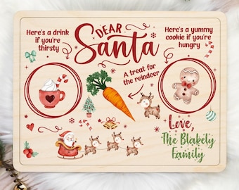 Wooden Santa Milk and Cookie Tray, Personalized Santa Cookie Tray, Christmas Eve Treat Tray, Santa Treat Tray, Santa Cookies and Milk Tray