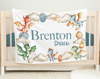 Dragon Blanket, Personalized Dragon Baby Blanket, Newborn Coming Home Blanket, New Baby Gift, Dragon Nursery Theme, Dragon Baby Shower B95