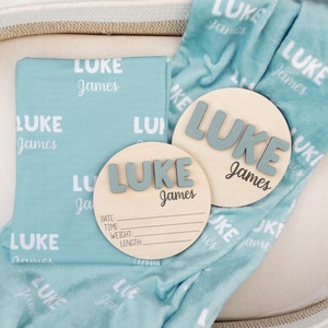 Swaddle Bundle, Baby Name Swaddle, 3D Birth Stat and Name Sign, 3D Birth Announcement Sign, Baby Swaddle Set Options, Newborn Name Swaddle