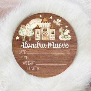 Dragon Birth Stat Sign, Birth Stat Sign, Round Wood Birth Stat Sign, Dragon Birth Announcement, Personalized Birth Stat Sign, Baby Gift G52