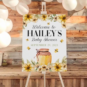 Honey Bee Baby Shower Welcome Sign, Personalized Baby Shower Poster, Honey Bee Baby Shower Poster, Bumble Bee Baby Shower Decor, F46
