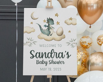 Dragon Baby Shower Welcome Sign, Personalized Baby Shower Poster, Dragon Baby Shower Poster, Boy Baby Shower Decorations, B9