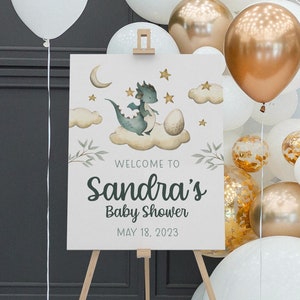 Dragon Baby Shower Welcome Sign, Personalized Baby Shower Poster, Dragon Baby Shower Poster, Boy Baby Shower Decorations, B9