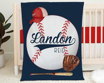 Baseball Blanket, Baseball Baby Blanket, Personalized Baby Blanket, Sport Nursery Theme, Baseball Toddler Blanket, Baby Shower Gift B77