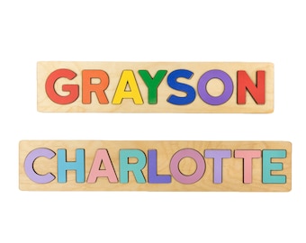 Wooden Name Puzzle, Primary Wood Name Puzzle, Personalized Toddler Puzzle, First Birthday Gift, Pastel Wooden Puzzle, Easter Basket Gift