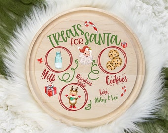 Wooden Santa Milk and Cookie Tray, Personalized Santa Cookie Tray, Christmas Eve Treat Tray, Santa Treat Tray, Santa Cookies and Milk Tray