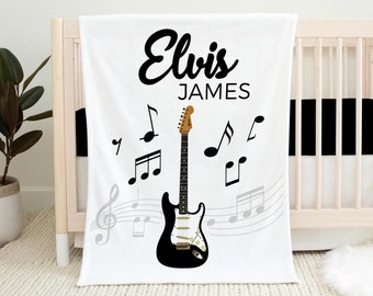 Guitar Nursery Baby Blanket, Musical Instrument Baby Blanket, Guitar Blanket, Music Nursery Theme, New Baby Gift, Music Nursery