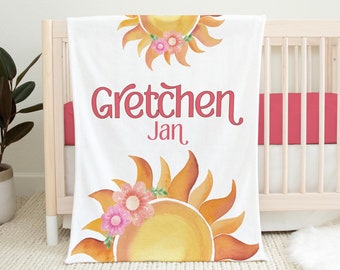 Sunshine Blanket, Personalized Sunshine Baby Blanket, You Are My Sunshine and Back Baby Blanket, Gender Neutral Blanket, Sun Nursery T73