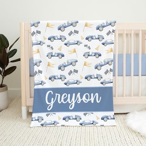 Race Car Baby Blanket, Car Personalized Baby Blanket, Race Car Baby Blanket, Personalized Baby Blanket, Baby Shower Gift T56