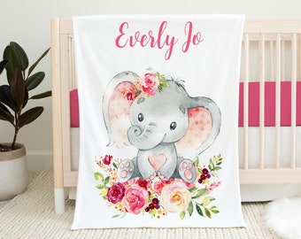 Elephant Blanket, Elephant Crib Bedding, Personalized Baby Blanket, Elephant Nursery, Newborn Coming Home Blanket, Baby Shower Gift S15