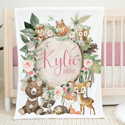 Woodland Baby Blanket Forest Animal Baby Blanket New Baby Etsy